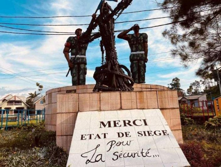 Goma:Polémique autour de la peinture retouchée "Merci État de Siège pour la sécurité" du monument rond point cercle sportif