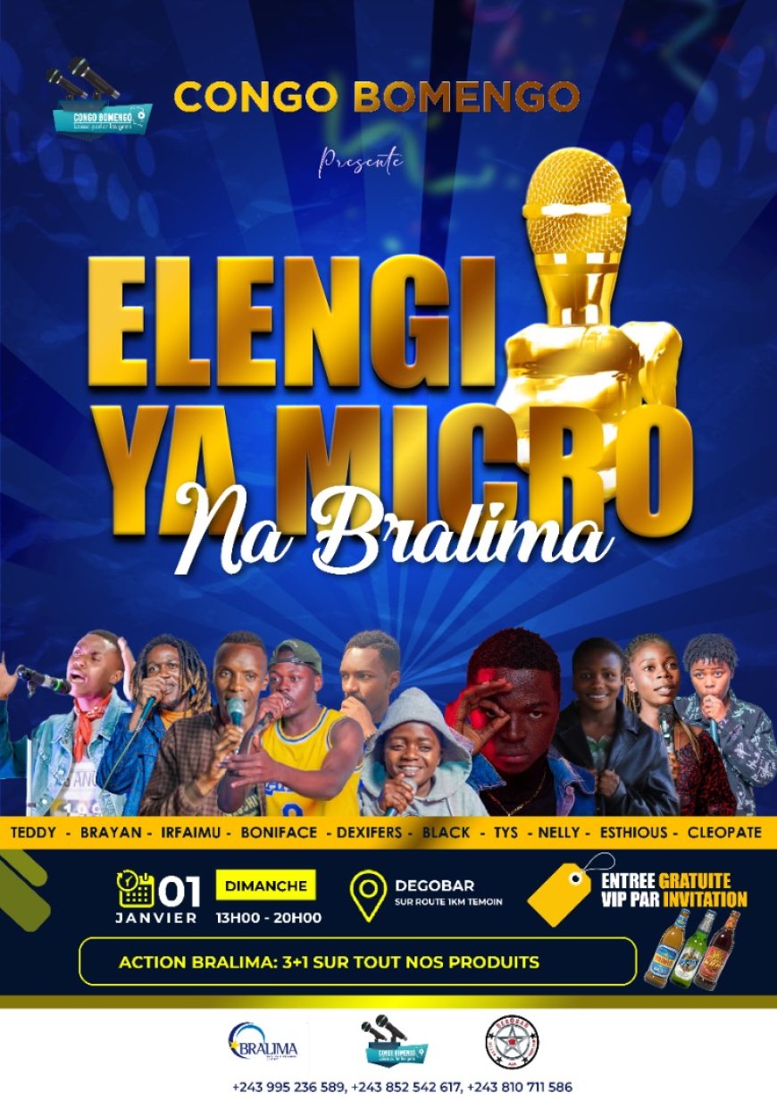 Goma: CONGO BOMENGO organise la soirée "Elengi Ya micro na Bralima " ce 01 janvier 2023 chez DEGOBAR