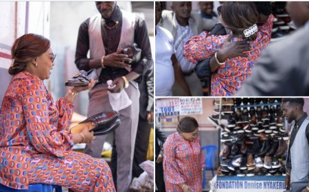 La descente surprise de la Très Distinguée Première Dame Denise Nyakeru dans le quartier chaud de Kinshasa au rond-point victoire , elle a visité l’étalage d'un jeune homme  commerçant…