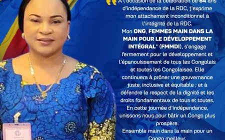 RDC-64e anniversaire de l'indépendance : Nathalie Kambala invite les dirigeants à se mobiliser pour protéger la population