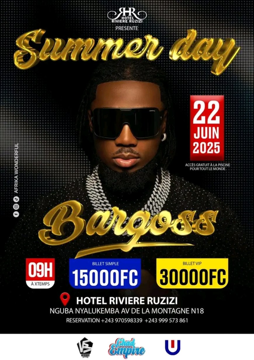 Musique : Après Beni et Bunia, l'artiste Bargoss attendu ce 22 juin 2025 à l'hôtel Ruzizi de Bukavu pour un concert live