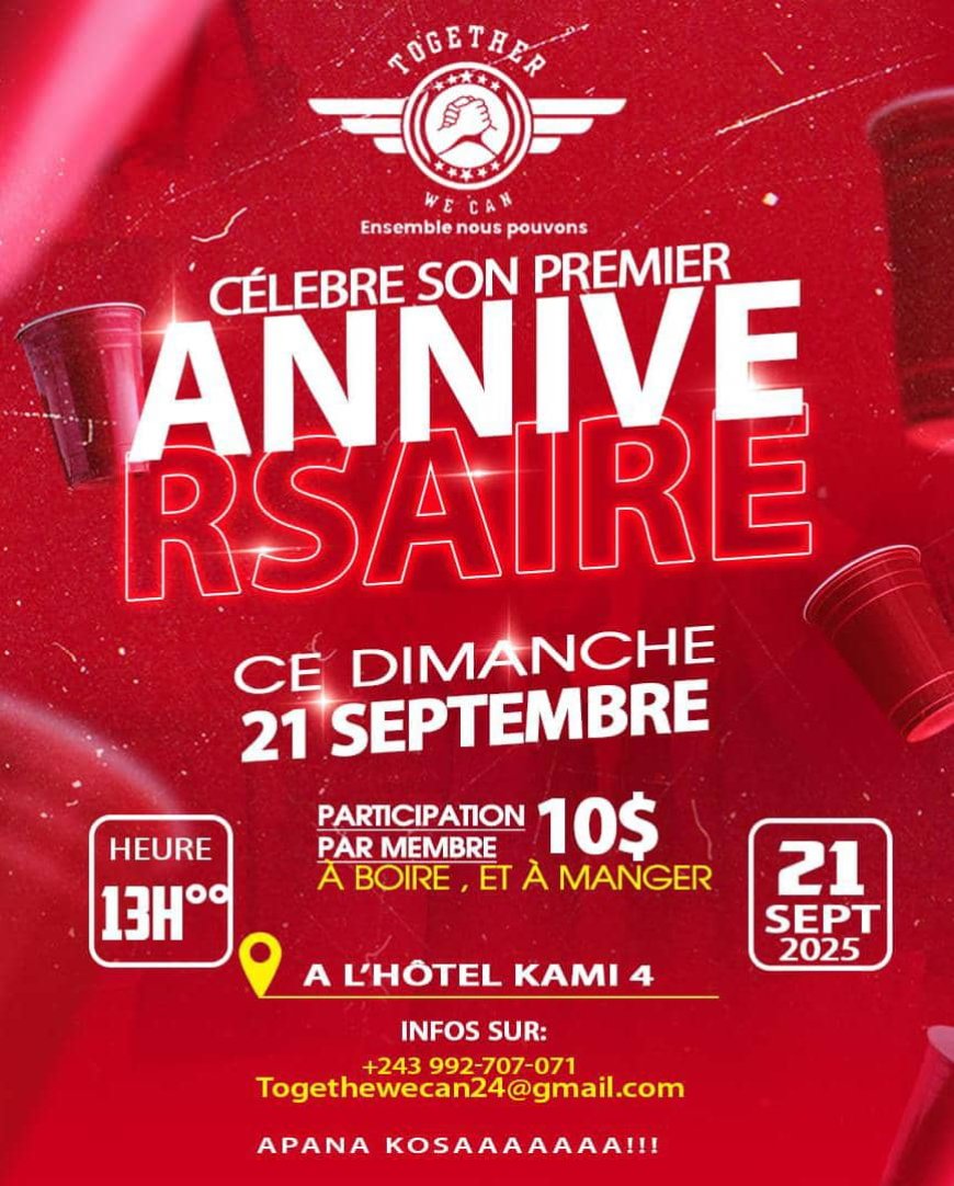Goma/ Loisir: La plateforme "Together we can " célèbre son 1ère anniversaire ce 21 septembre à l'hôtel Kami 4