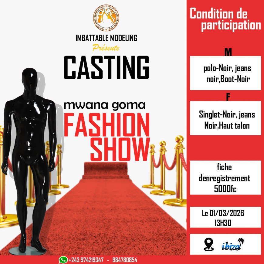 Mode : Imbattable Modeling lance le casting du “Mwana Goma Fashion Show” ce 01 mars à Goma