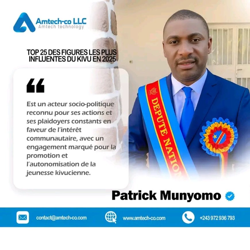 Patrick Munyomo, pami le top 25 des figures les plus influentes du Kivu en 2025