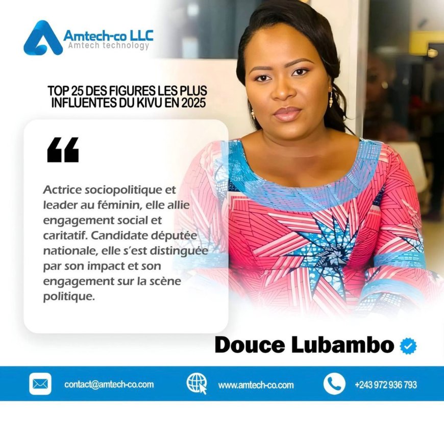 Kivu : Douce Lubambo parmi les 25 figures les plus influentes en 2025